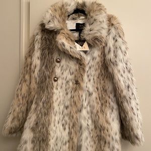 LF Stores: QED LDN faux fur double breasted coat